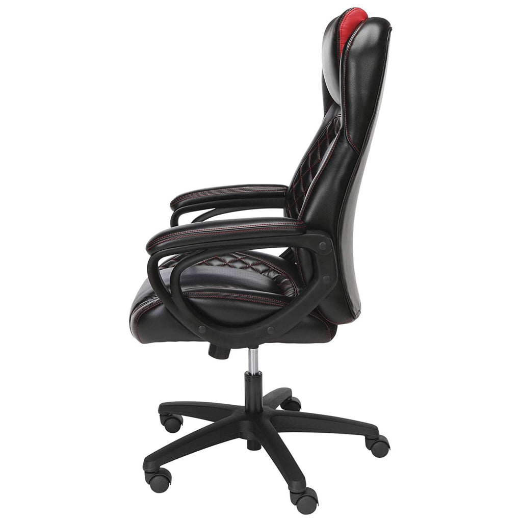 OFM ESS Racing Style SofThread Leather High Back Office Computer Chair, Red