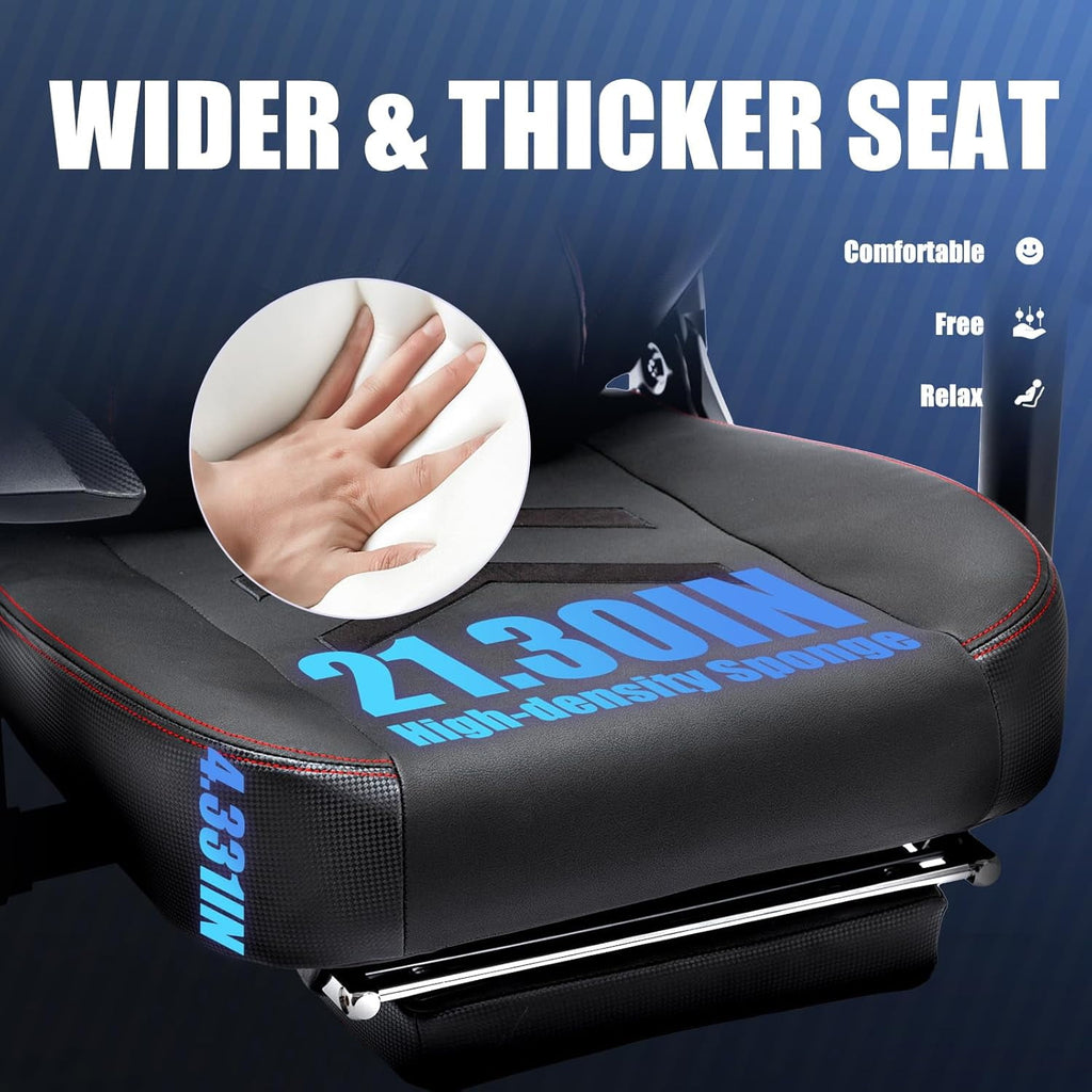 Big and Tall Gaming Chair with Footrest 350lbs-Racing Style Computer Gamer Chair, Ergonomic High Back PC Chair with Wide Seat, Reclining Back, 3D Armrest, Headrest and Lumbar Support for Adult-Black