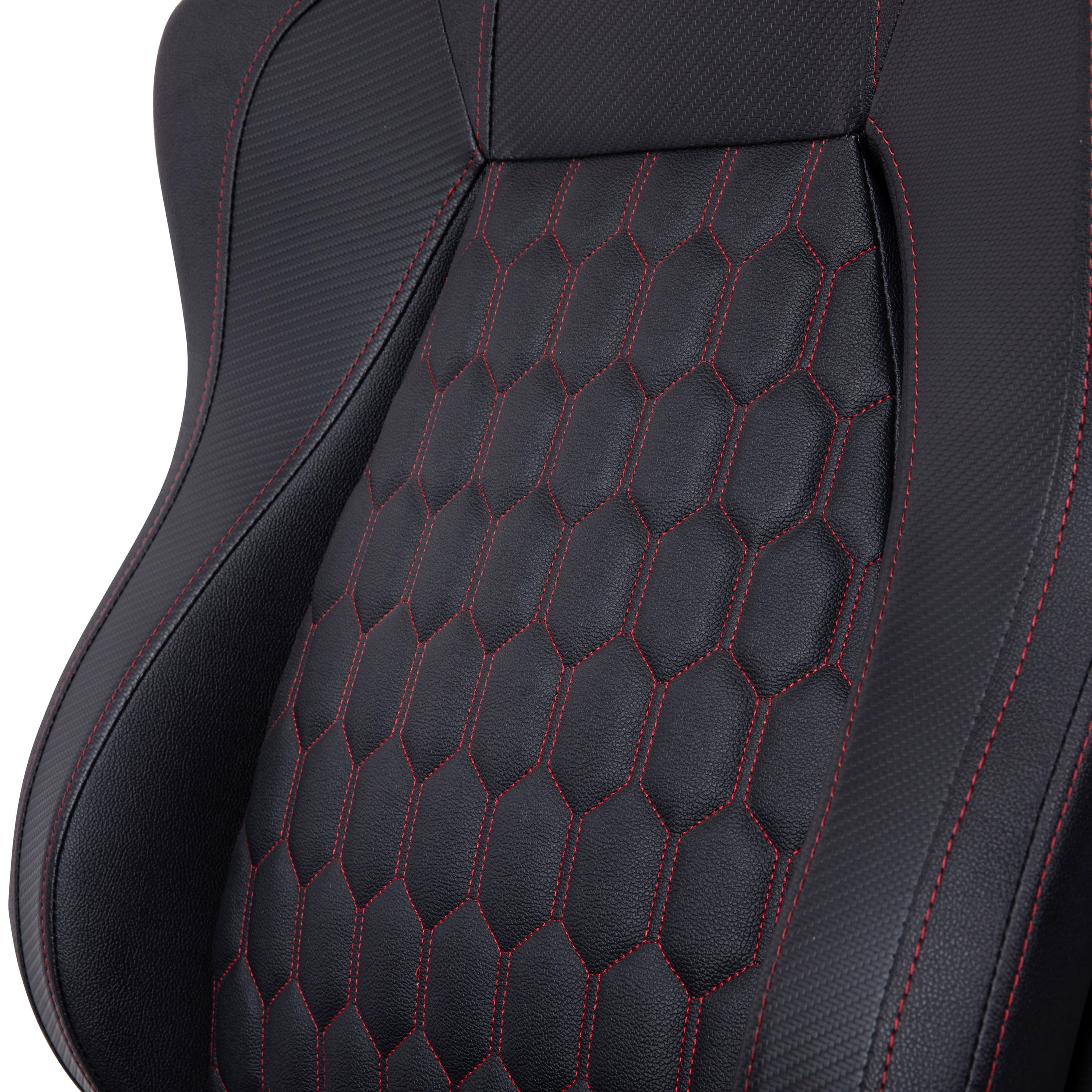 EMMA + OLIVER Gaming Chair with Adjustable Lumbar Support and Head Pillow, Black/Red
