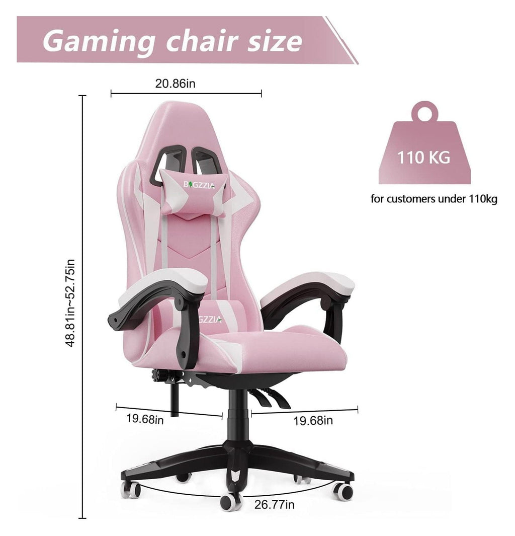 Exlonjet Gaming Chair, Reclining High Back PU Leather Office Desk Chair with Headrest and Lumbar Support, Adjustable Swivel Rolling Video Game Chairs Ergonomic Racing Computer Chair
