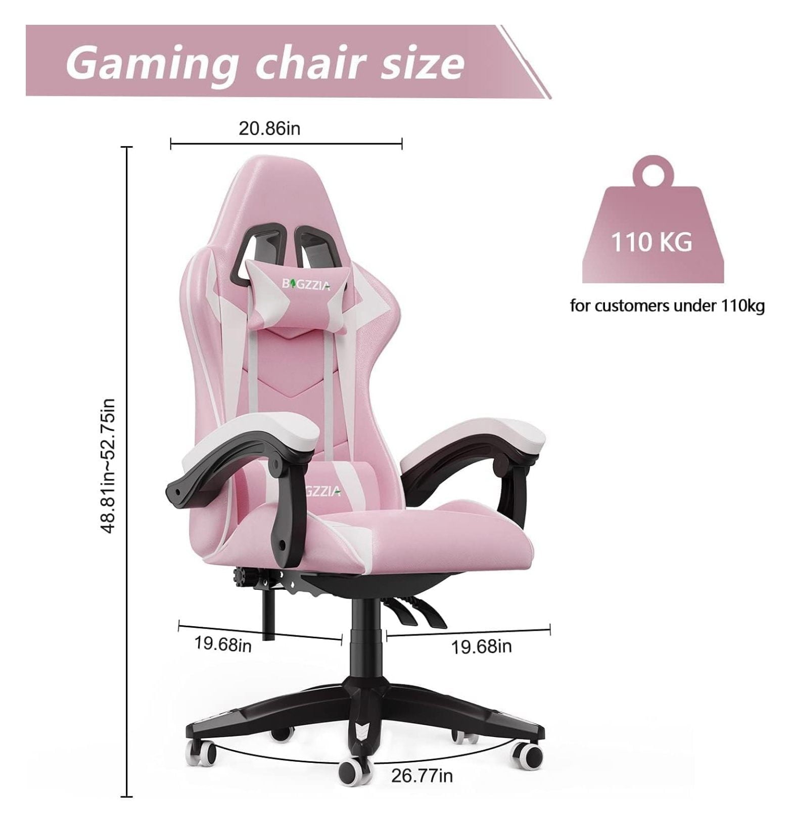 Exlonjet Gaming Chair, Reclining High Back PU Leather Office Desk Chair with Headrest and Lumbar Support, Adjustable Swivel Rolling Video Game Chairs Ergonomic Racing Computer Chair