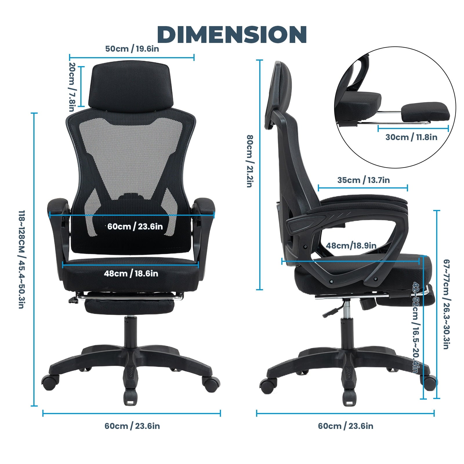 Alvantor High Back Ergonomic Office Chair, Adjustable Lumbar Support & Headrest, Black