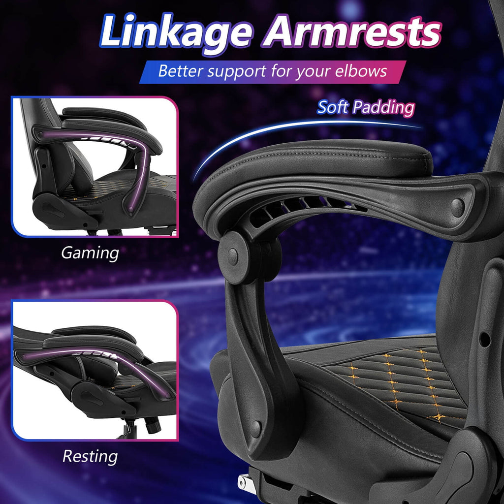 Costway Gaming Chair with Footrest Ergonomic Video Game Computer Chair with Headrest