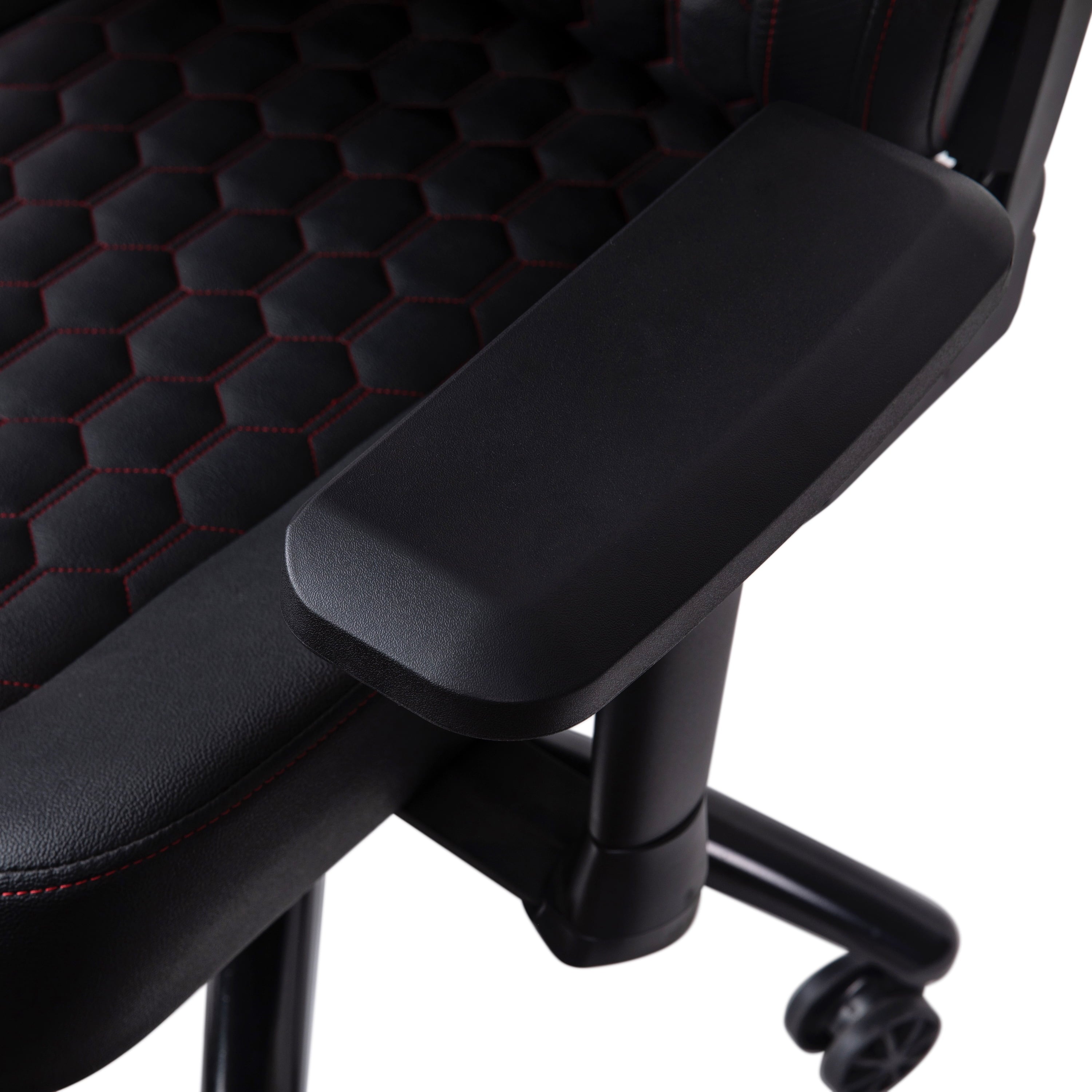 EMMA + OLIVER Gaming Chair with Adjustable Lumbar Support and Head Pillow, Black/Red