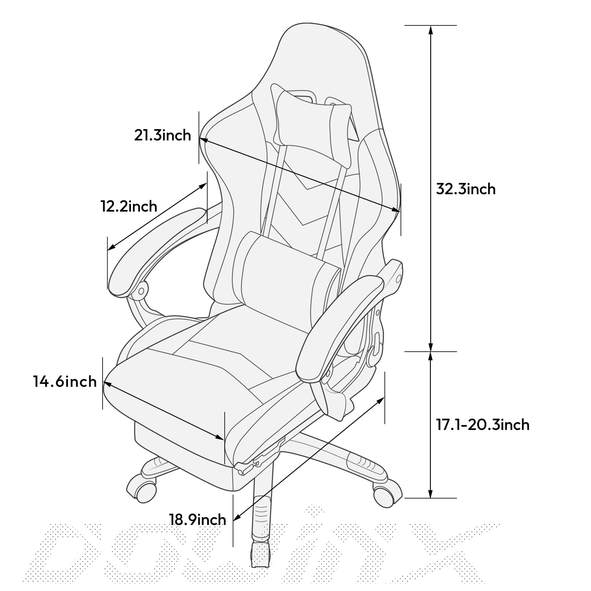 Dowinx Gaming Chair Ergonomic Office Recliner for Computer with Massage Lumbar Support, Racing Style Armchair PU Leather E-Sports Gamer Chairs with Retractable Footrest (Black&Gray)
