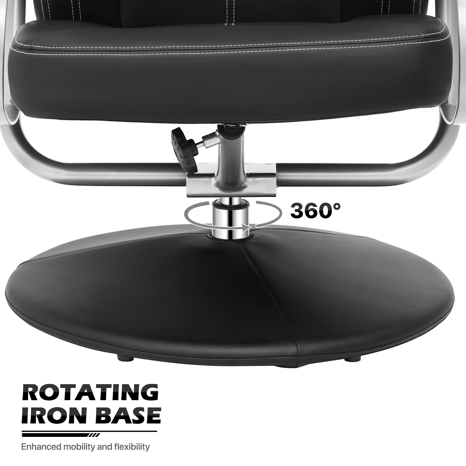 MoNiBloom Recliner Chair with Ottoman, Adjustable Upholstered Video Gaming Chair, PU Leather Swivel Recliner with Footrest and Armrest, Black