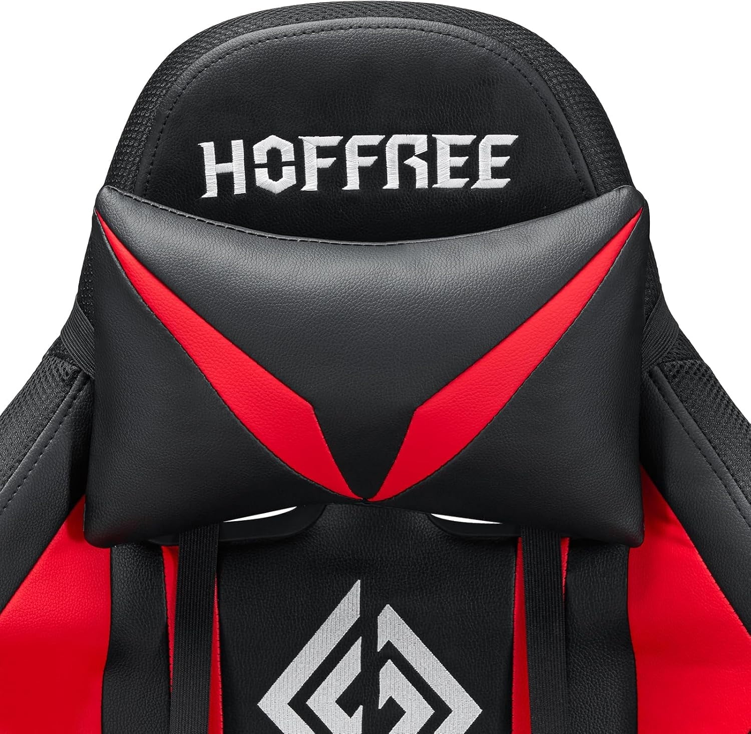 HOFFREE RGB Gaming Chair with Speakers Massage Computer Gaming Chair with LED Lights and Footrest High Back Video Game Chair for Adults Red and Black