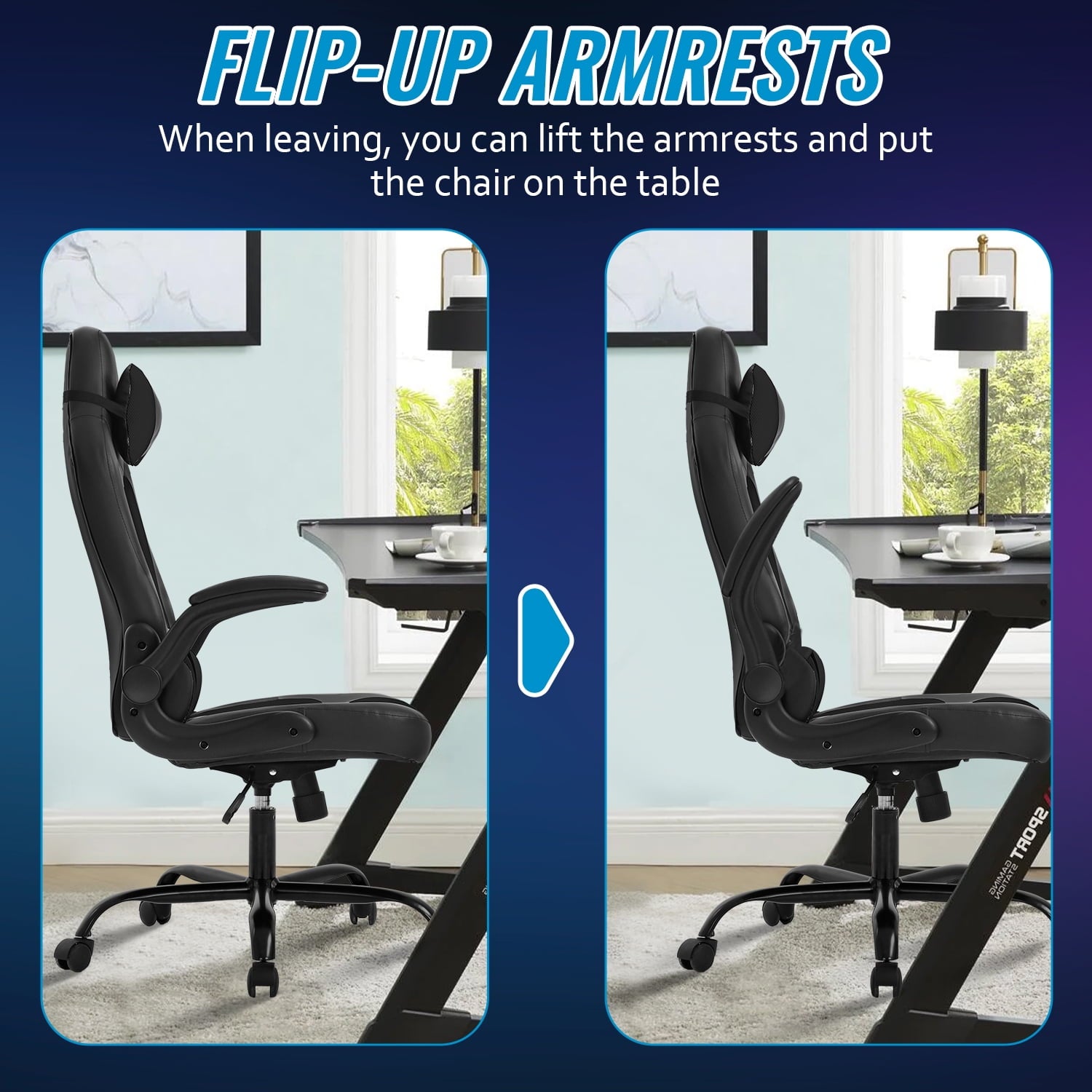 BestOffice Ergonomic Gaming Chair, Lumbar Support, Swivel Rolling for Men, Women(Black)