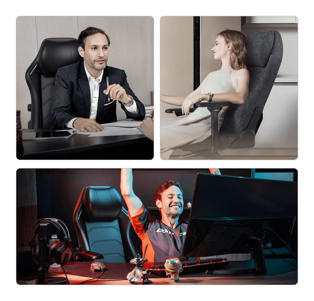 DXRacer Master Series Luxury Egnomic Office Chair for Big and Tall, with EPU Leatherette Upholstery, head rest and intergrated lumbar support, Black