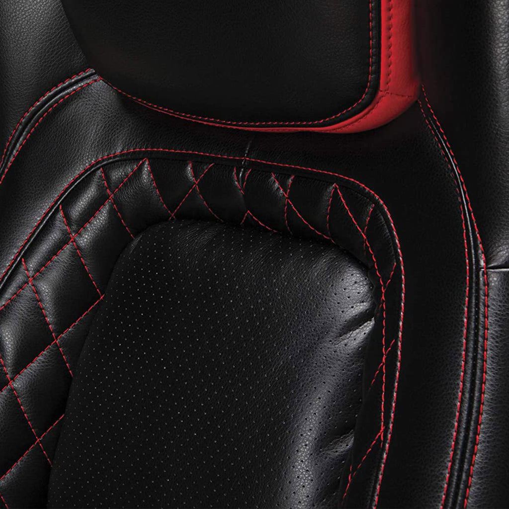 OFM ESS Racing Style SofThread Leather High Back Office Computer Chair, Red