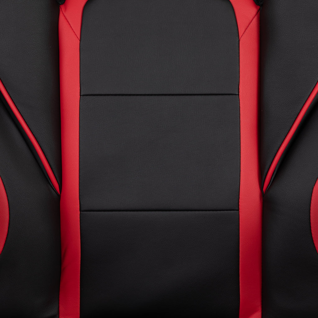 BlackArc Gaming Chair Outfitted With Footrest, Headrest, Lumbar Support Massage Pillow, Reclining Seat/Arms In Black & Red