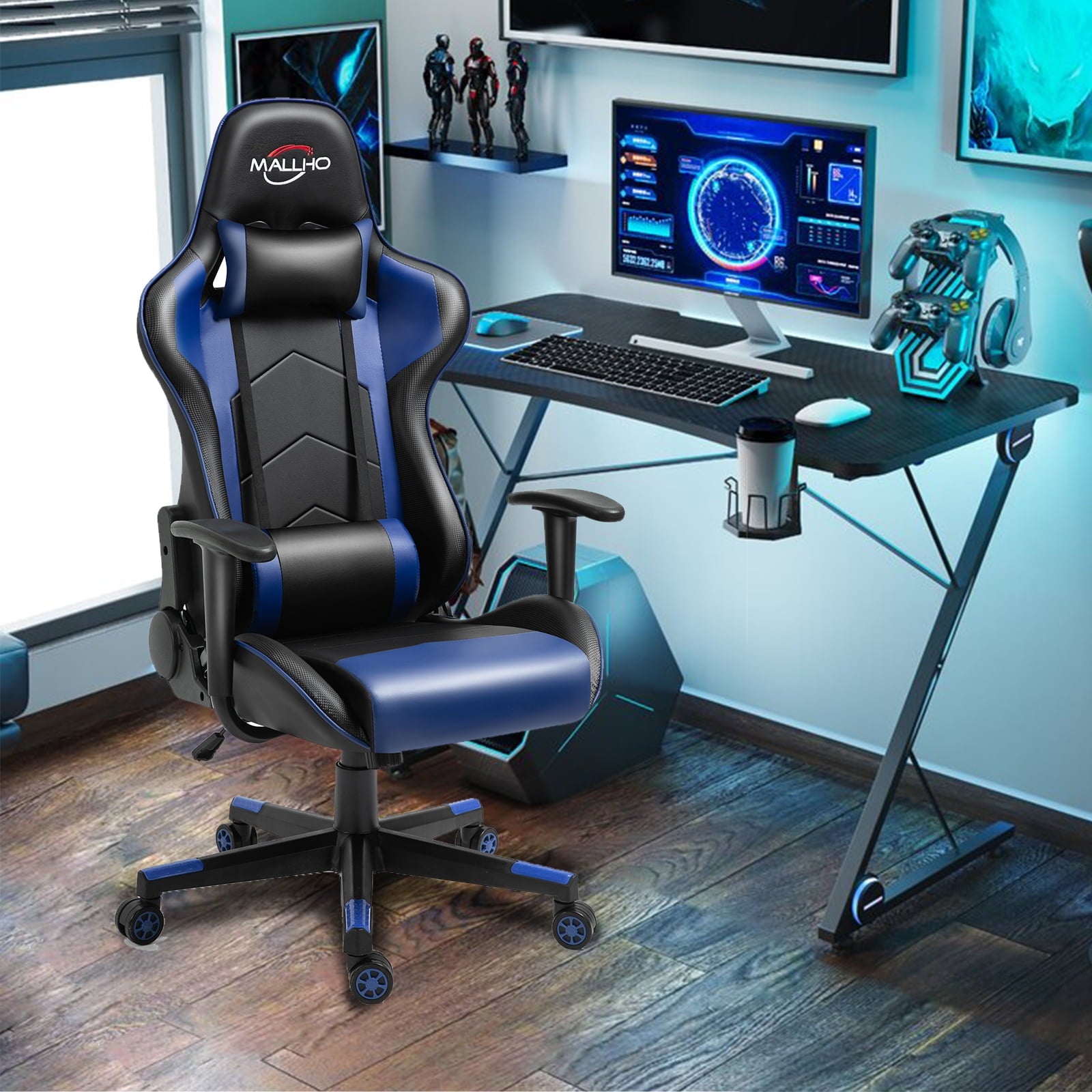 Polar Aurora Gaming Chair Computer Racing Style Video Chairs with Headrest Lumbar Support