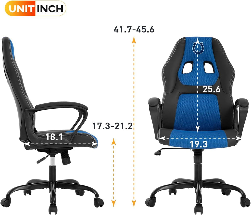 Dkelincs PC Gaming Chair Ergonomic Office Chair PU Leather Adjustable Computer Chair with Lumbar Support & Armrest (Blue, IND)