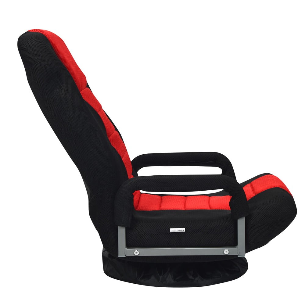 360-Degree Swivel Gaming Floor Chair with Foldable Adjustable Backrest Red