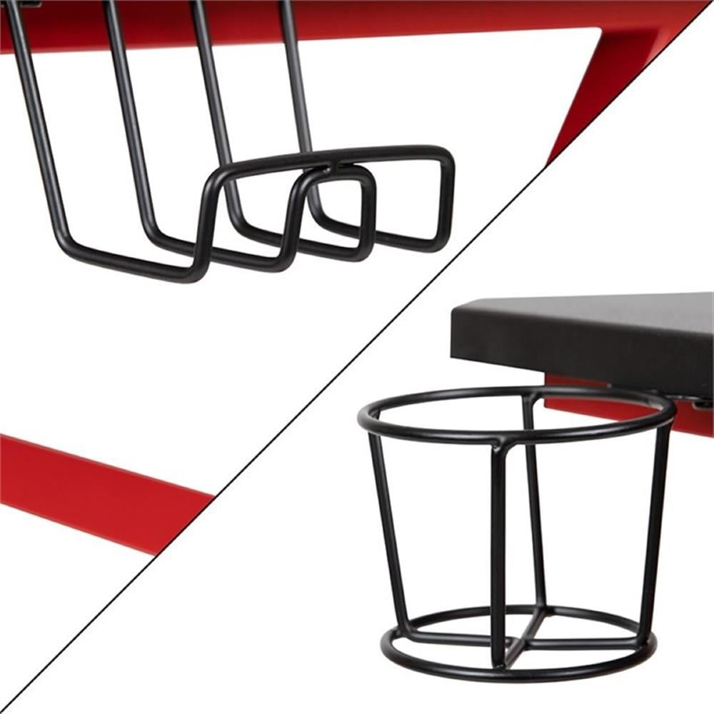 Bowery Hill Gaming Desk and Racing Reclining Chair Set in Black and Red