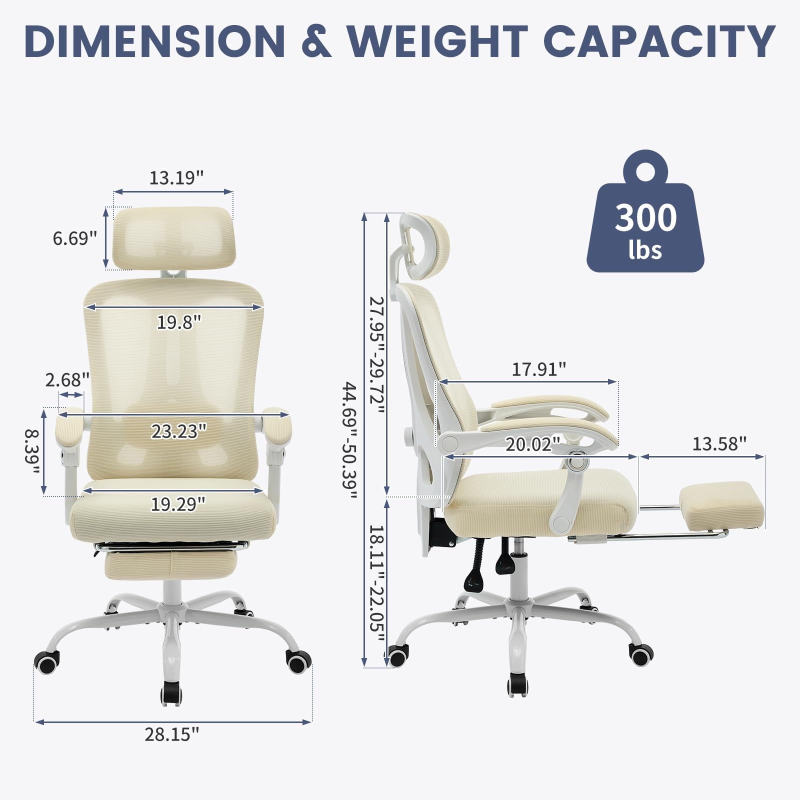 Ergonomic Office Chair,Swivel Task Chair with Adjustable Lumbar Support,Home Office Chair with Footrest,Mesh High Back Gaming Chair