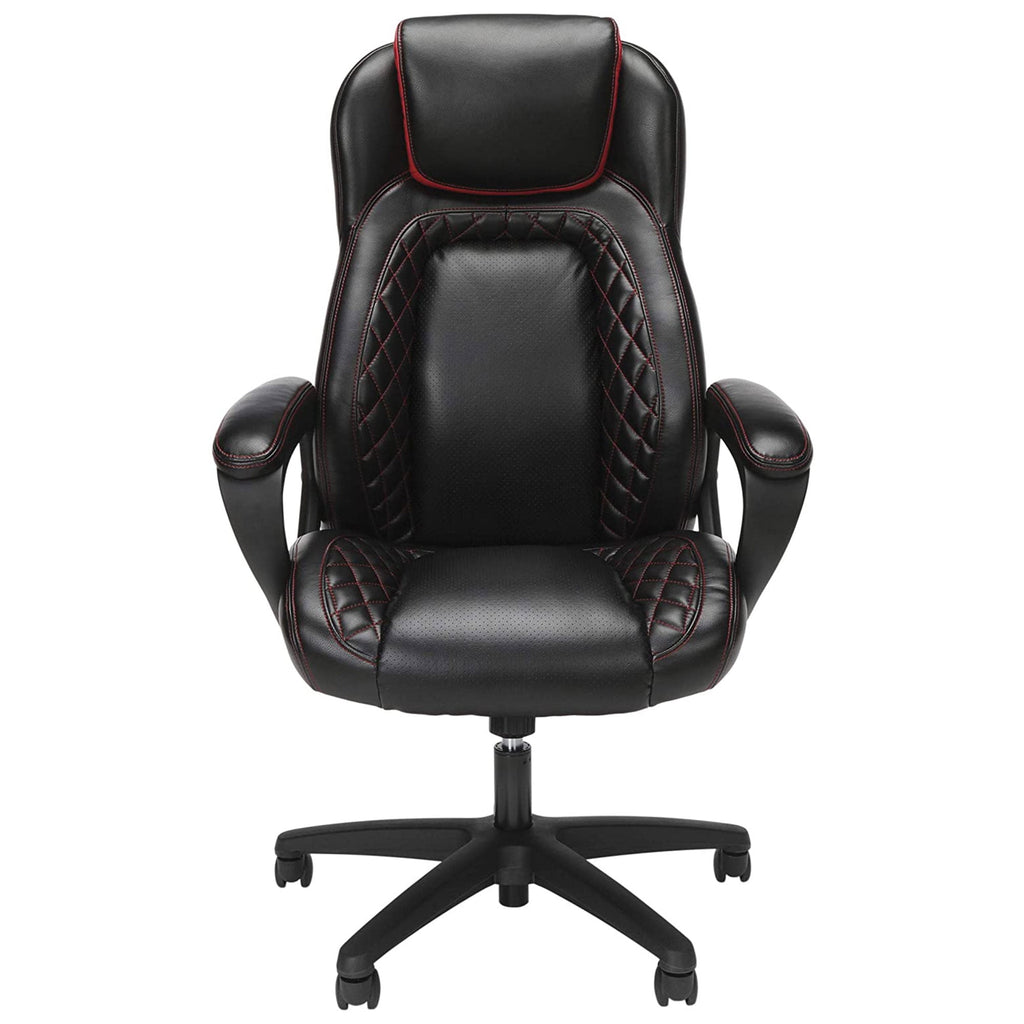 OFM ESS Racing Style SofThread Leather High Back Office Computer Chair, Red