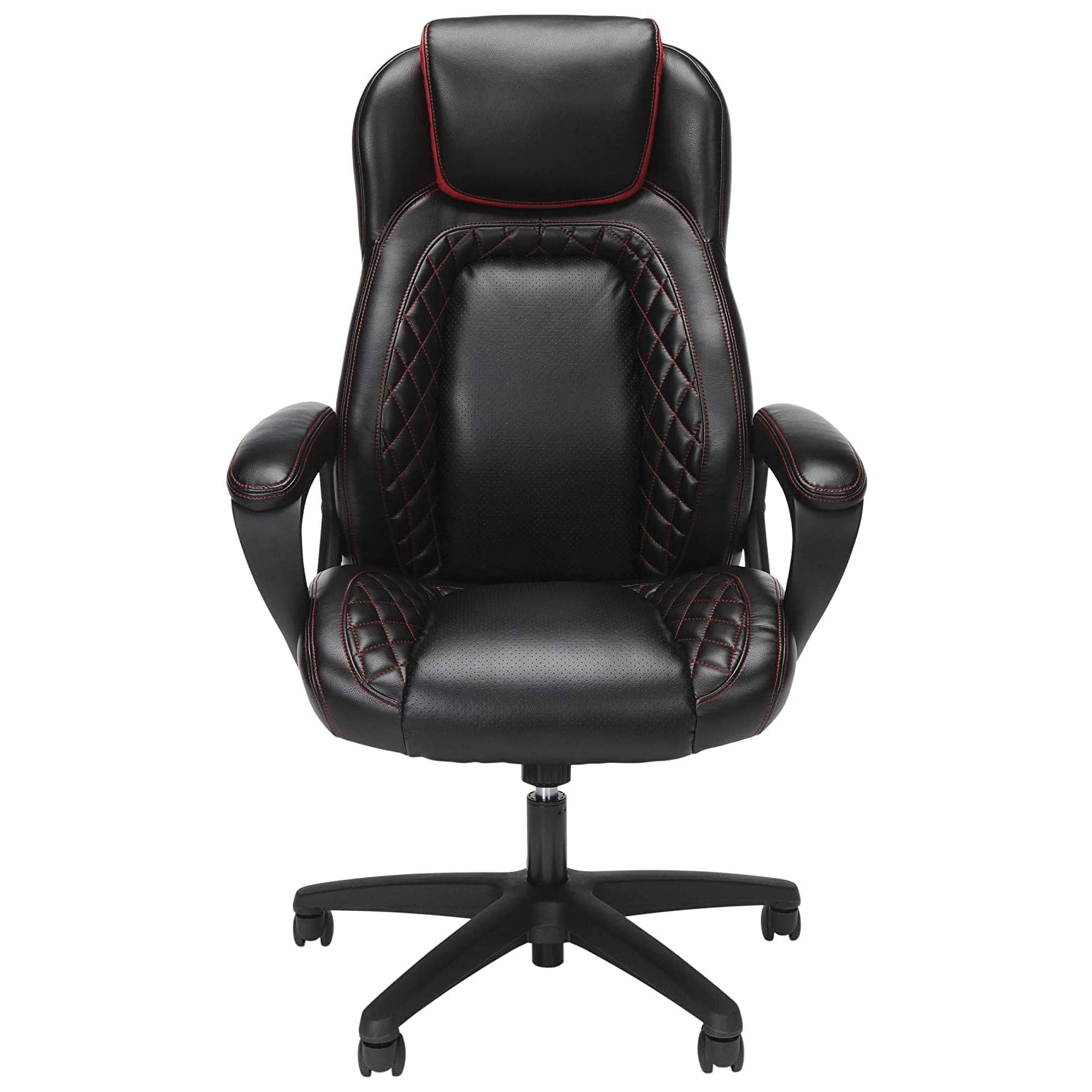 OFM ESS Racing Style SofThread Leather High Back Office Computer Chair, Red
