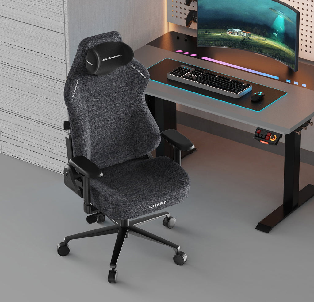 DXRACER Craft Series Gaming Chair -  Fabric Reclining Ergonomic Office Chair with Integrated Lumbar Support & Adjustable Headrest - Comfortable PC Computer Gamer Gaming Chair Recliner, Extra Large