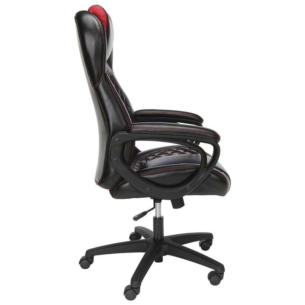 OFM ESS Racing Style SofThread Leather High Back Office Computer Chair, Red