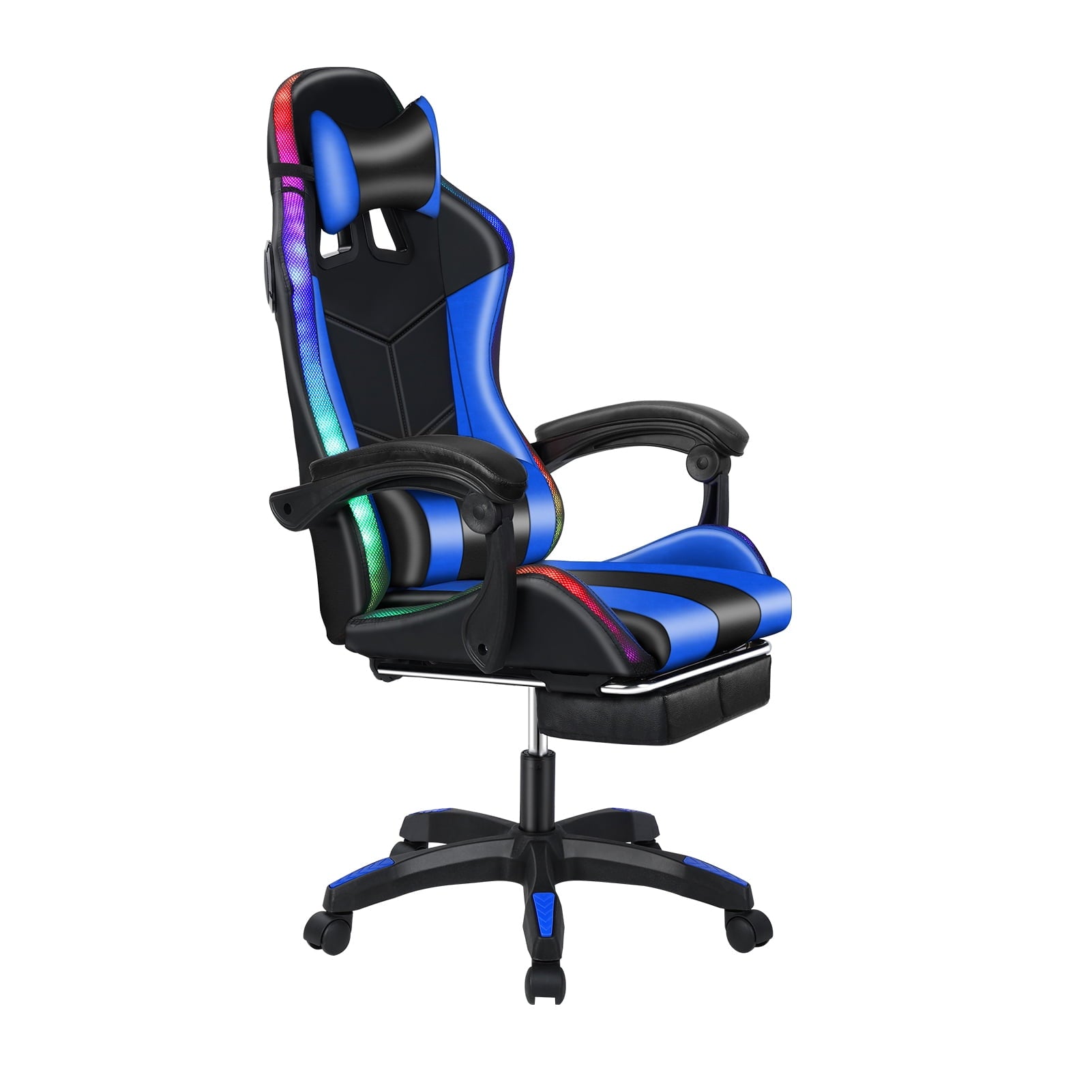 Gaming Chair with Bluetooth-compatible Speakers and LED Lights, Ergonomic Massage Computer Chair with Height Adjustable, Video Game Chair High Back with Lumbar Support