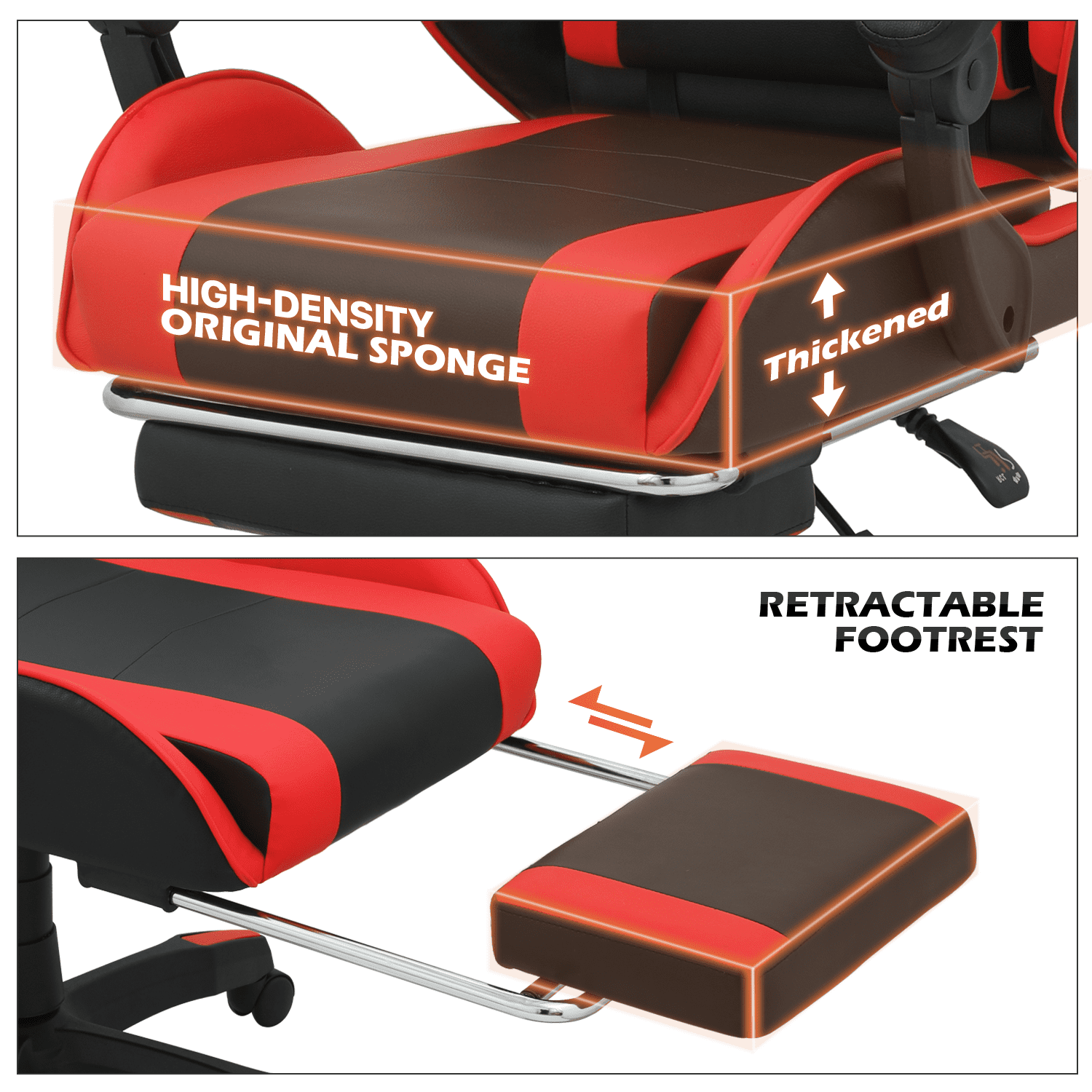 MoNiBloom Gaming Office Chair, Ergonomic High Back Gaming Chair with Headrest and Lumbar Support, Ergonomic Swivel Chair , Red