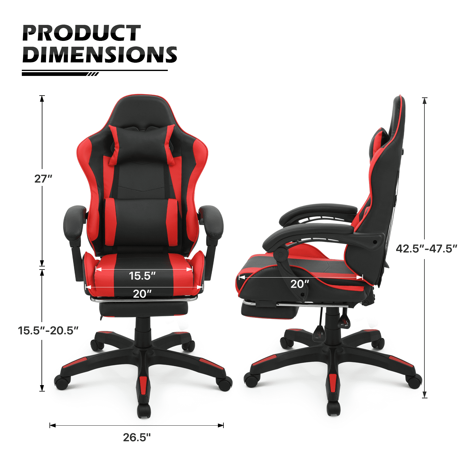 MoNiBloom Gaming Office Chair, Ergonomic High Back Gaming Chair with Headrest and Lumbar Support, Ergonomic Swivel Chair , Red