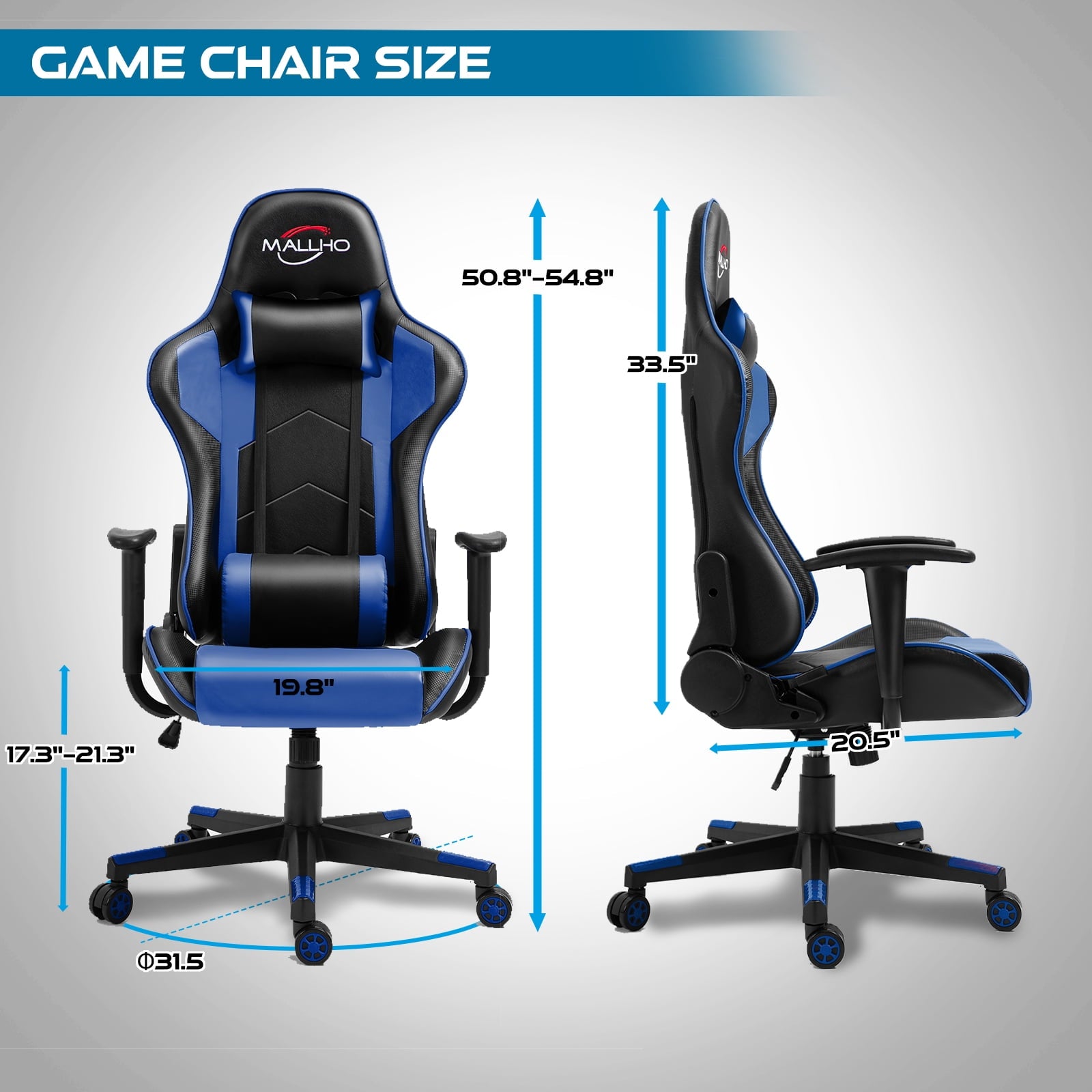 Polar Aurora Gaming Chair Computer Racing Style Video Chairs with Headrest Lumbar Support