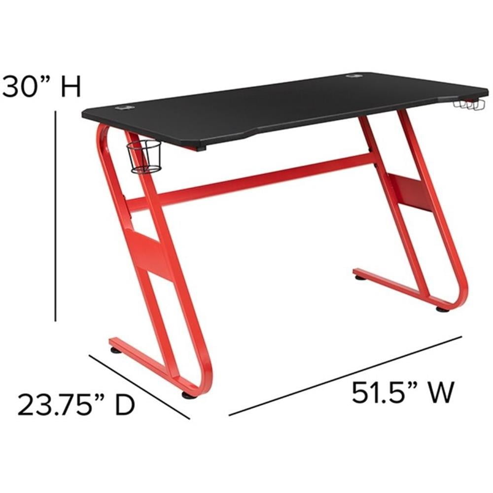 Bowery Hill Gaming Desk and Racing Reclining Chair Set in Black and Red
