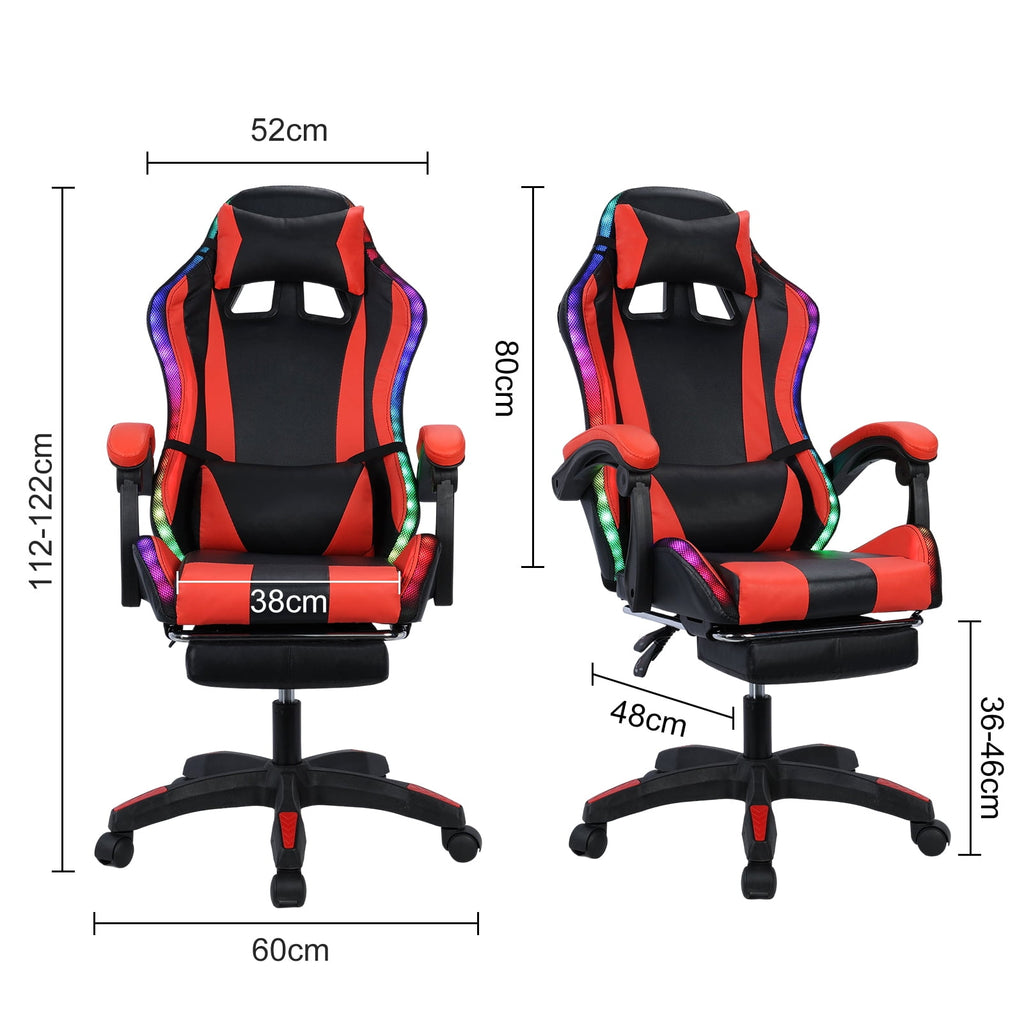 HomeLife Gaming Chair with Bluetooth-compatible Speakers and RGB LED Lights, Ergonomic Massage Computer Gaming Chair with Height Adjustable, Video Game Chair High Back with Lumbar Support