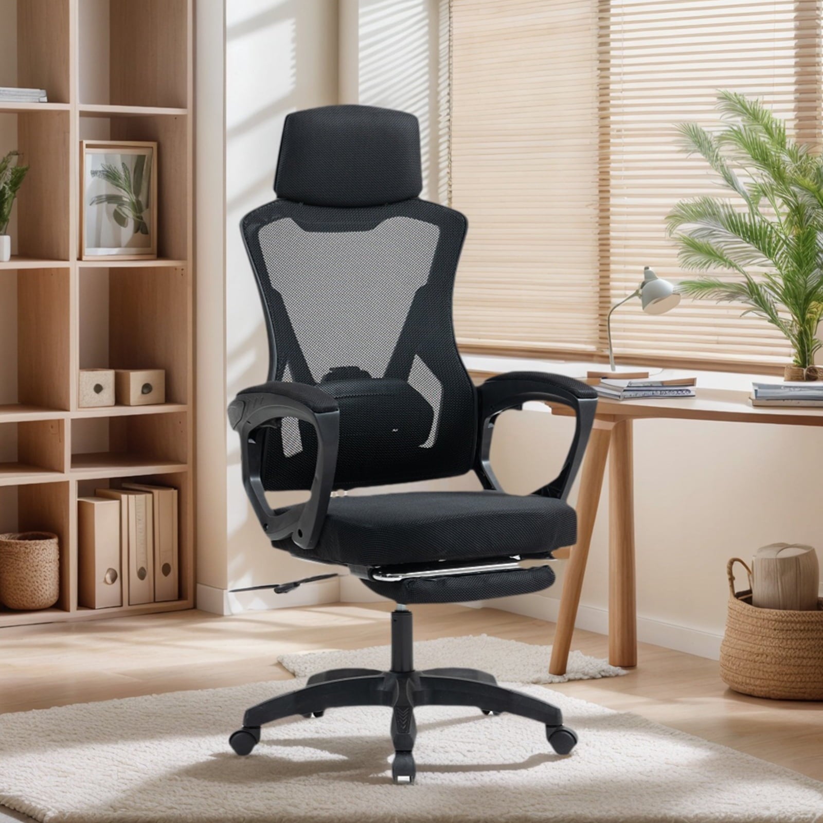 Alvantor High Back Ergonomic Office Chair, Adjustable Lumbar Support & Headrest, Black