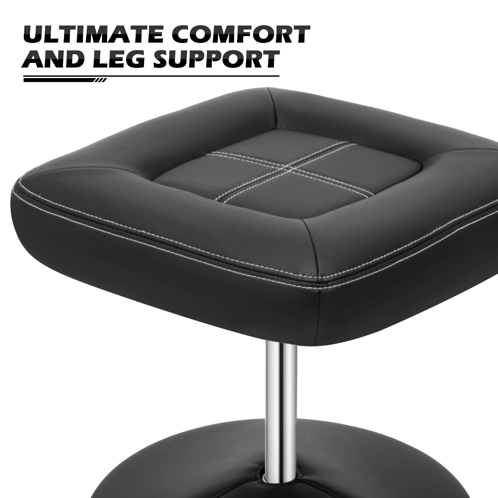 MoNiBloom Recliner Chair with Ottoman, Adjustable Upholstered Video Gaming Chair, PU Leather Swivel Recliner with Footrest and Armrest, Black
