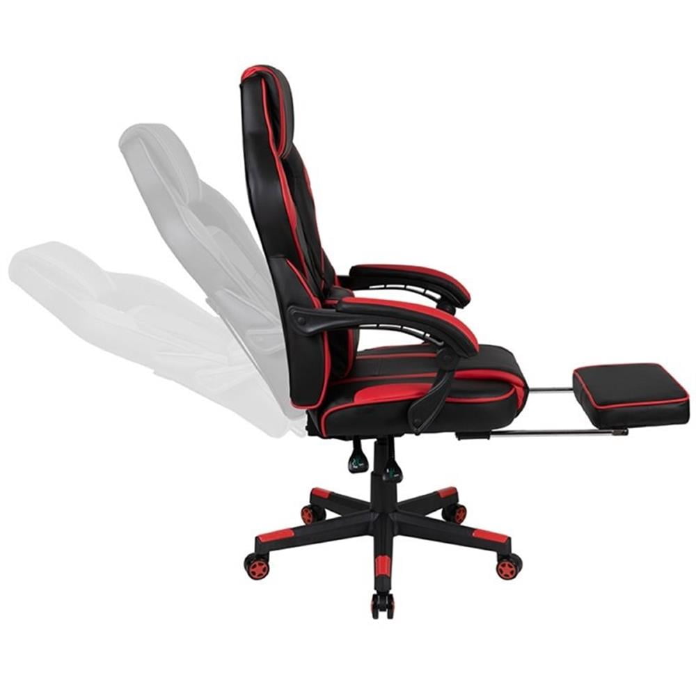 Bowery Hill Gaming Desk and Racing Reclining Chair Set in Black and Red