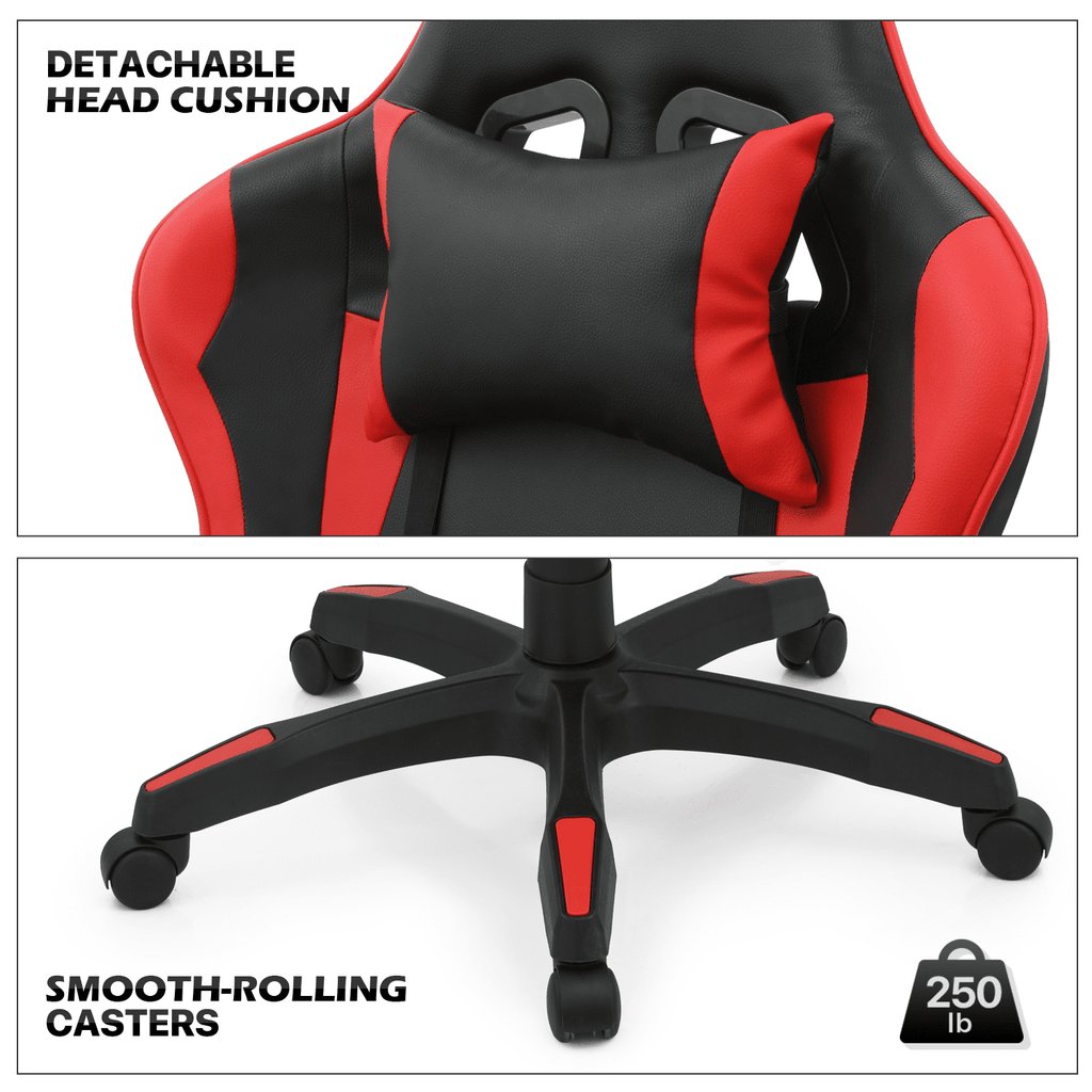 MoNiBloom Gaming Office Chair, Ergonomic High Back Gaming Chair with Headrest and Lumbar Support, Ergonomic Swivel Chair , Red