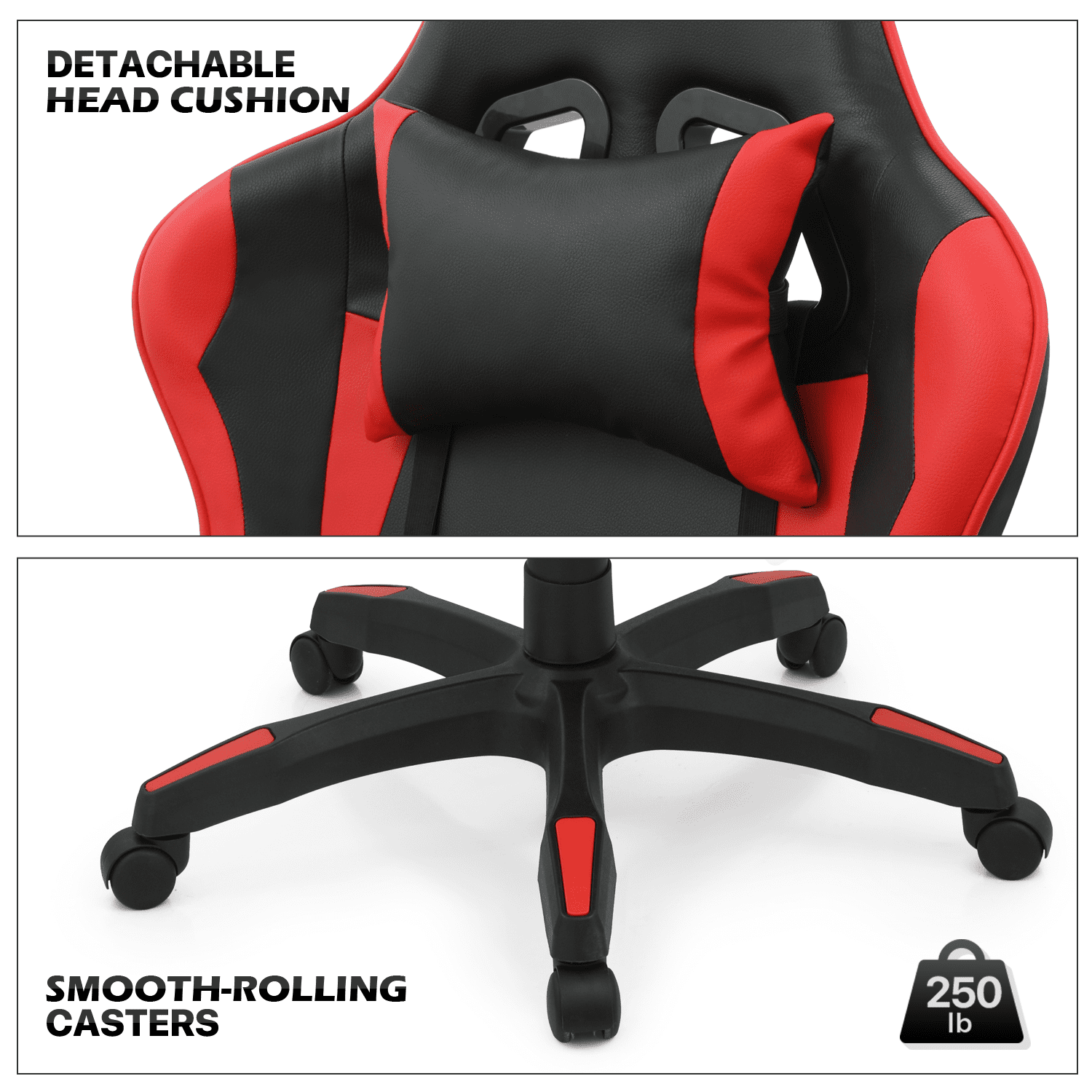 MoNiBloom Gaming Office Chair, Ergonomic High Back Gaming Chair with Headrest and Lumbar Support, Ergonomic Swivel Chair , Red