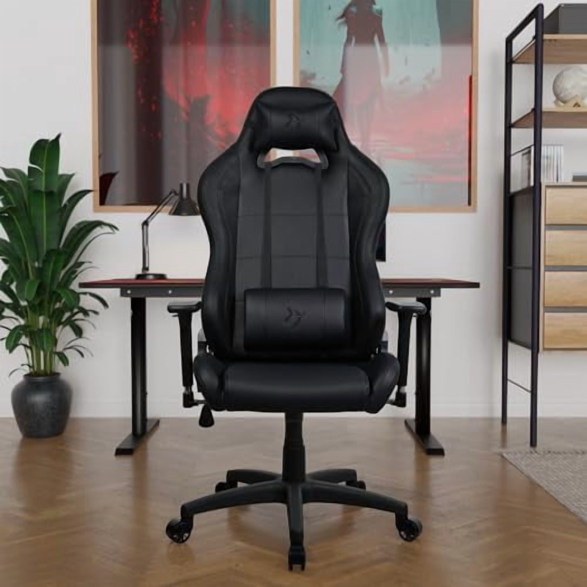 Arozzi Torretta Soft PU Leather Material Gaming Chair, Durable Ergonomic Office Chair with Adjustable Height, 3D Armrest & 2 Supportive Pillows (Pure Black)
