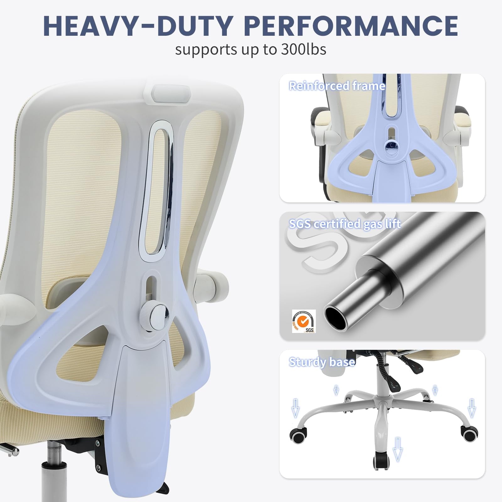 Ergonomic Office Chair,Swivel Task Chair with Adjustable Lumbar Support,Home Office Chair with Footrest,Mesh High Back Gaming Chair