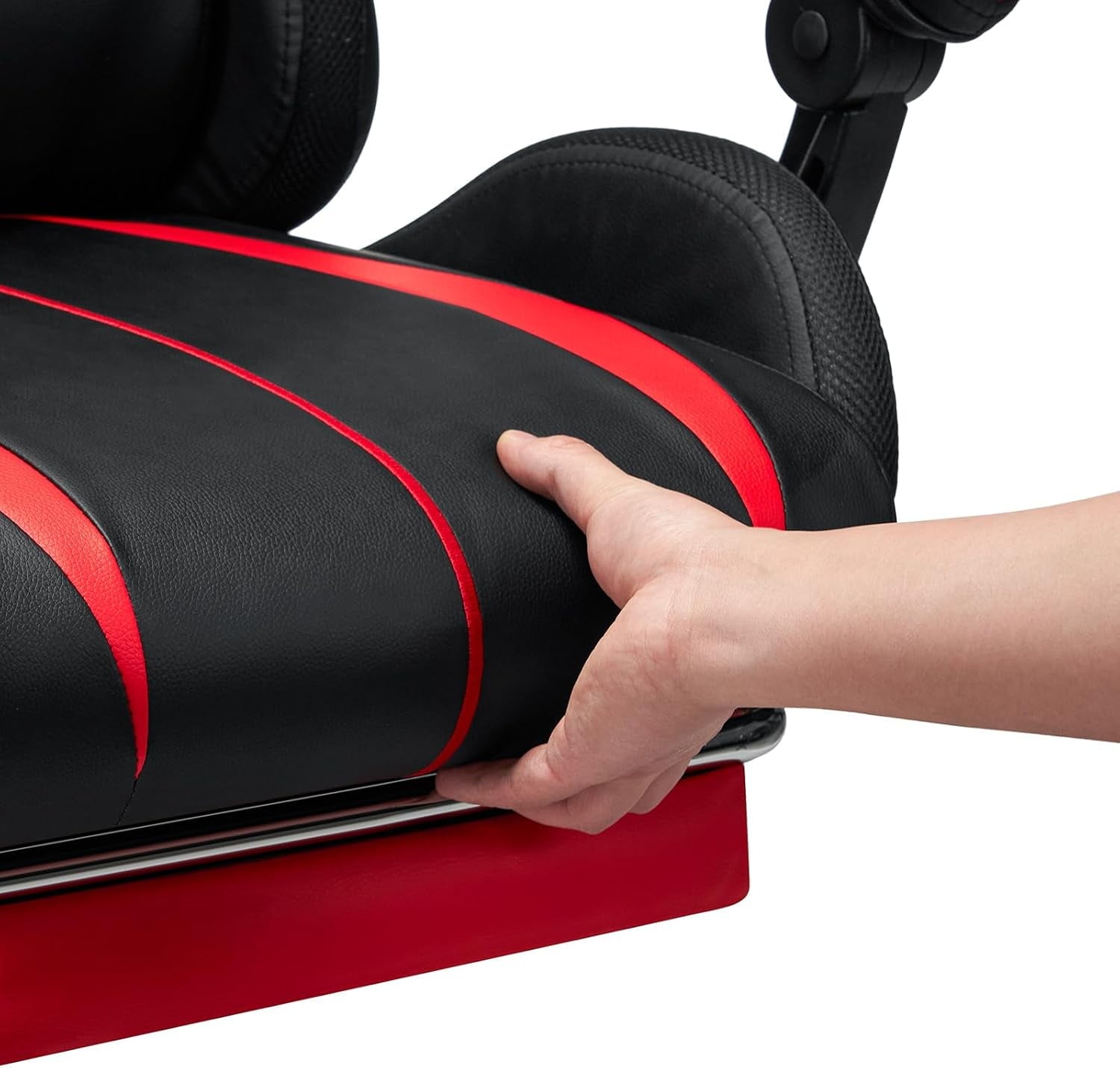 HOFFREE RGB Gaming Chair with Speakers Massage Computer Gaming Chair with LED Lights and Footrest High Back Video Game Chair for Adults Red and Black