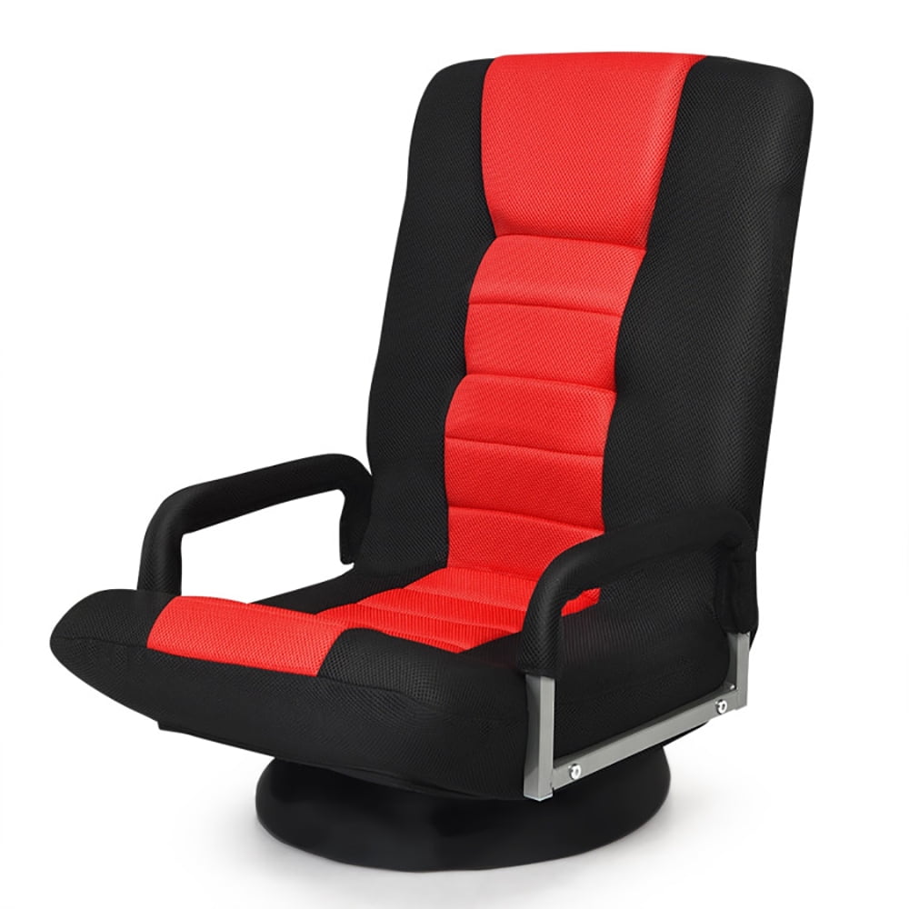 Barara King 360-Degree Swivel Gaming Floor Chair with Foldable Adjustable Backrest-Red