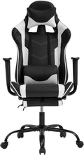 FDW White Gaming Chair - Ergonomic High Back w/Footrest & Lumbar Support， Racing Style Office Chair