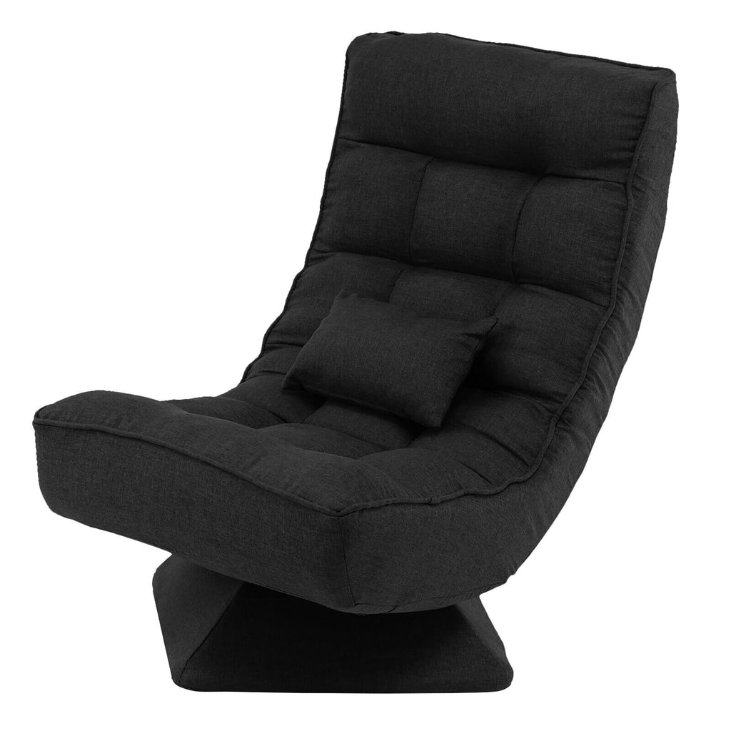 Costway 360° Swivel Floor Chair 5-Level Adjustable Lazy Chair w/ Massage Pillow Black