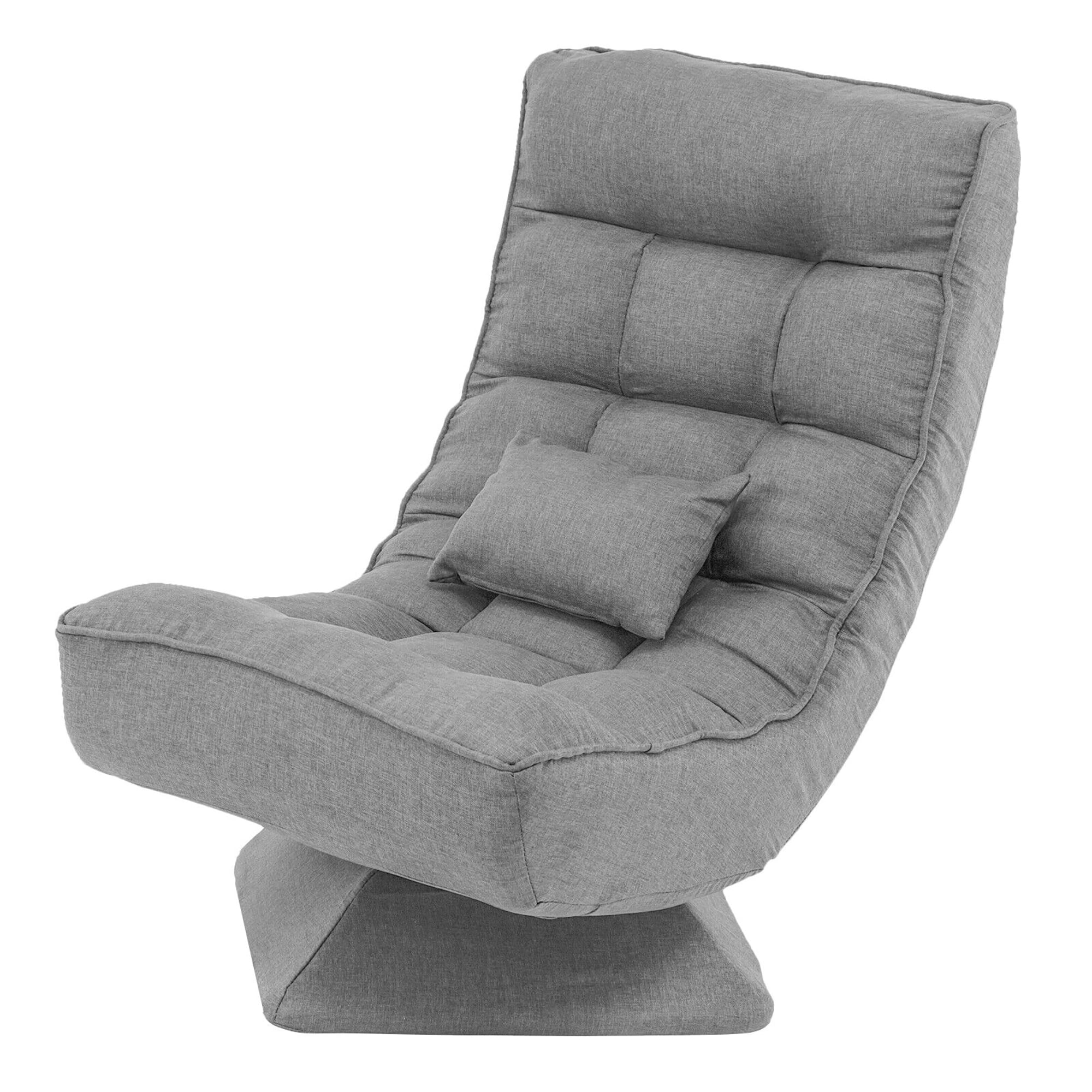 Costway 360° Swivel Floor Chair 5-Level Adjustable Lazy Chair w/ Massage Pillow Black