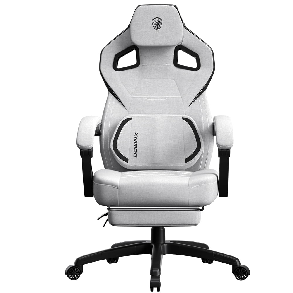 Dowinx Ergonomic Fabric Gaming Chair with Adjustable Footrest & Lumbar Massage - High-Back Computer Office Chair for Adults, 300 lb Weight Capacity (Purple)
