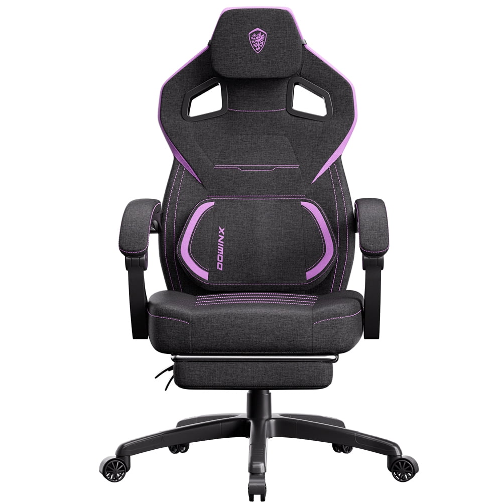 Dowinx Ergonomic Fabric Gaming Chair with Adjustable Footrest & Lumbar Massage - High-Back Computer Office Chair for Adults, 300 lb Weight Capacity (Purple)