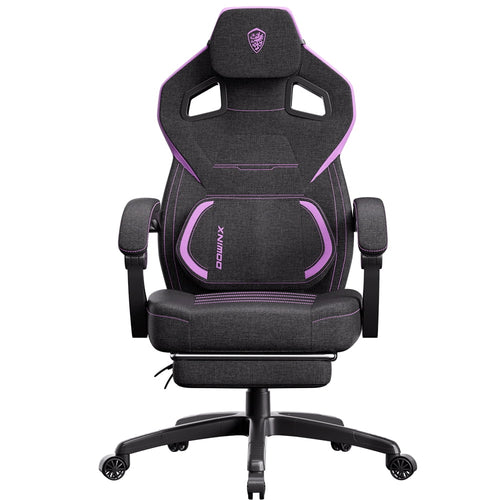 Dowinx Ergonomic Fabric Gaming Chair with Adjustable Footrest & Lumbar Massage - High-Back Computer Office Chair for Adults, 300 lb Weight Capacity (Purple)
