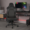 EMMA + OLIVER Gaming Chair with Adjustable Lumbar Support and Head Pillow, Black/Red