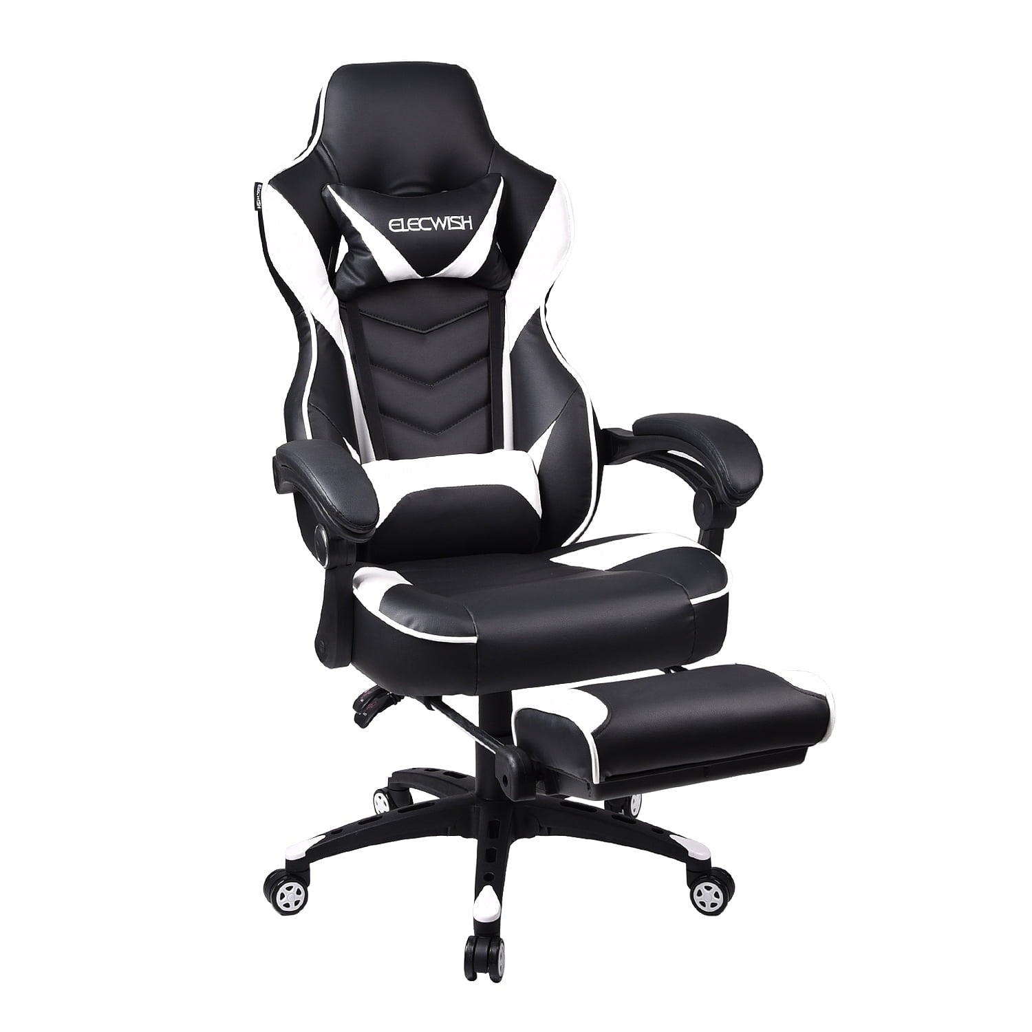 Elecwish Adjustable & Ergonomic Swivel Gaming Chair, White
