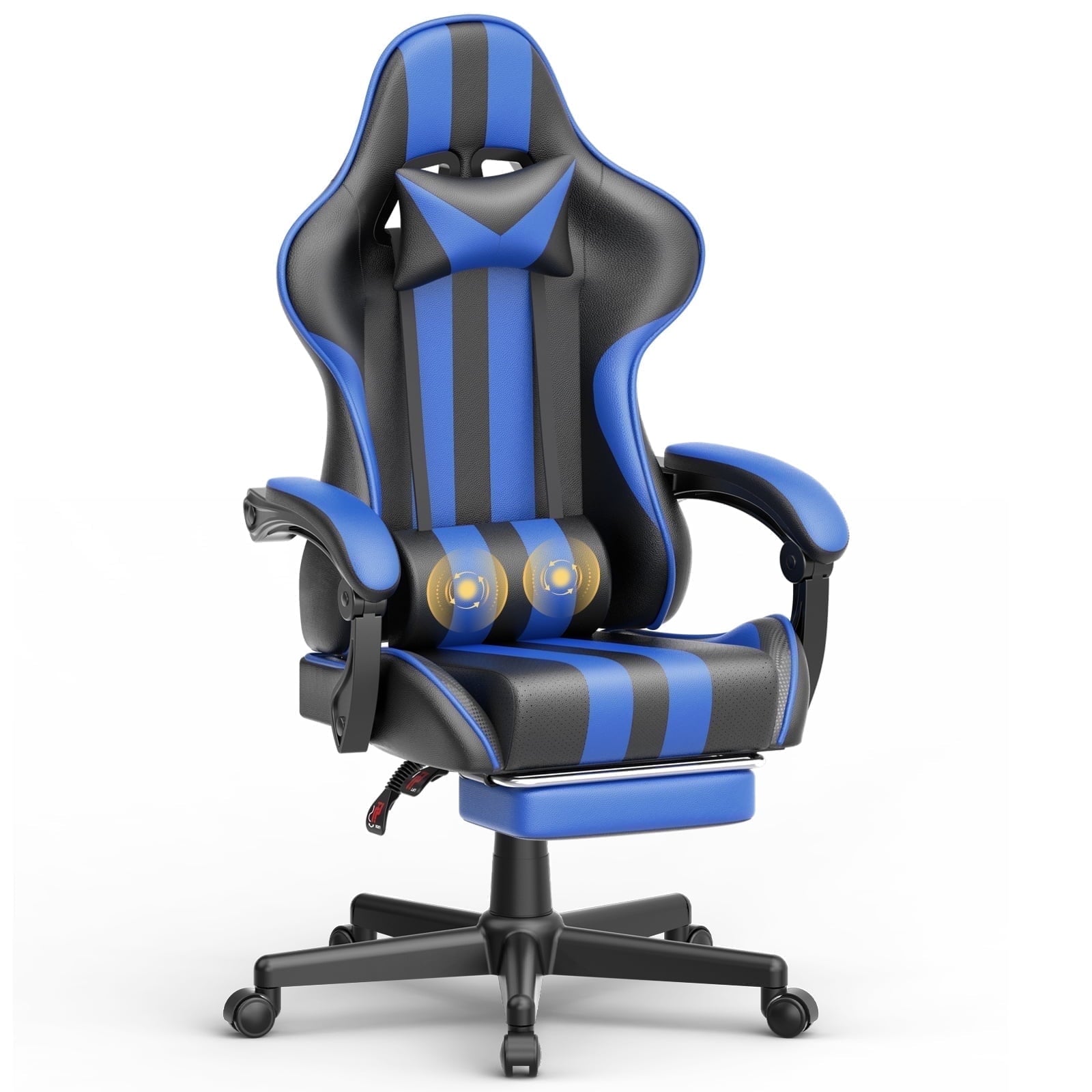SOONTRANS Gaming Chair Office Chair with Footrest, Ergonomic Massage Chair with Lumbar Pillow, Headrest for Adults Teens, Pink