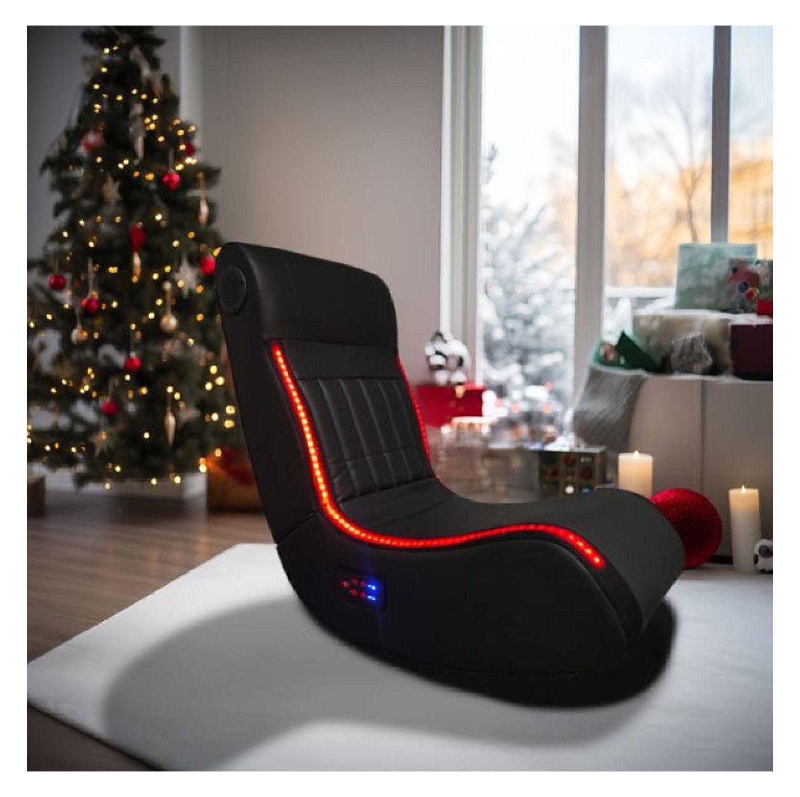 Foldable Gaming Chair with Speakers & Vibration - LED Strip, Bluetooth, USB Port - Multi-Function Comfortable Gaming Seat for Console, PC & Mobile