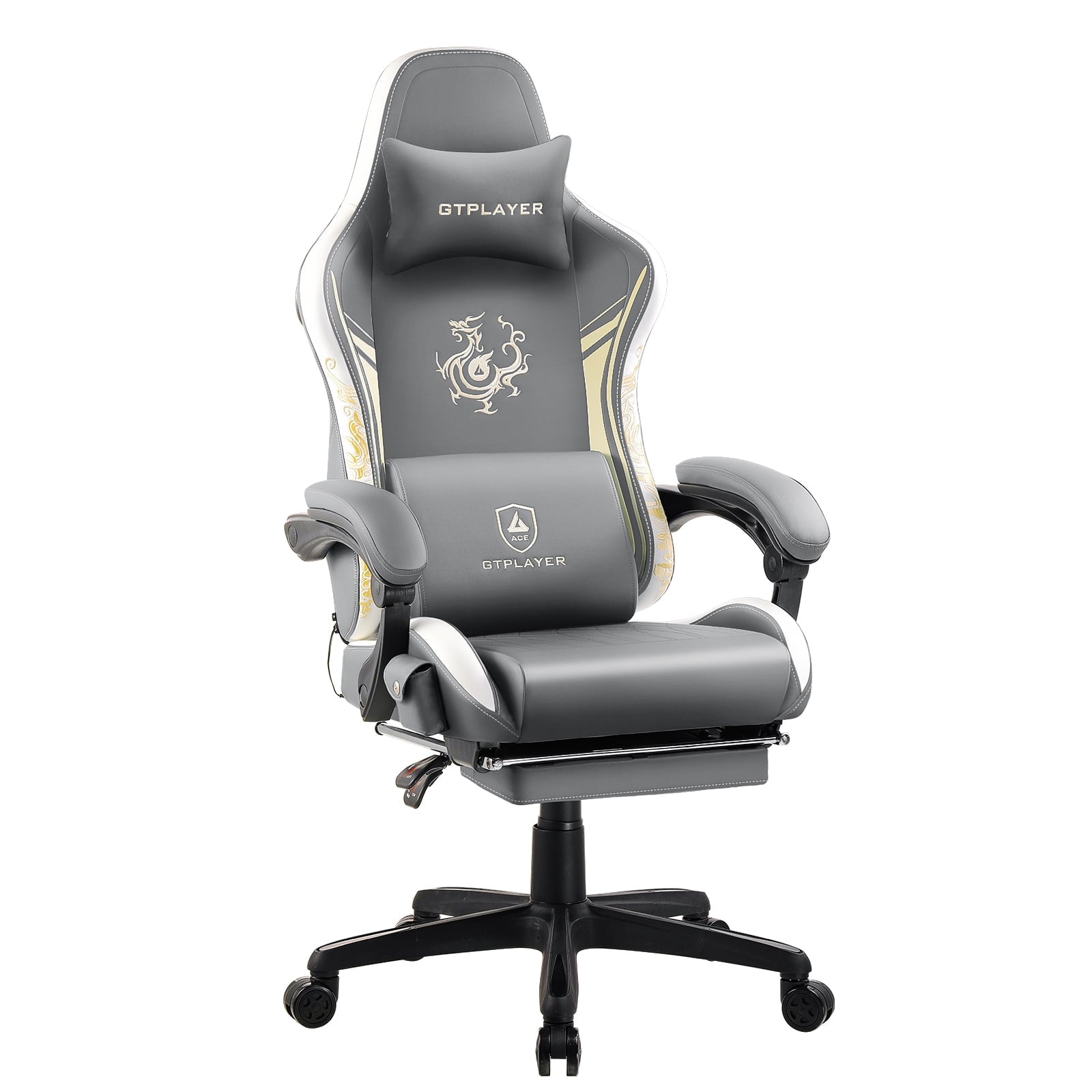 GTPLAYER Gaming Chair with Bluetooth Speakers and Footrest Office Desk Chair, Blue
